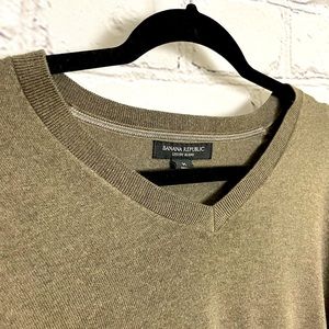 Banana Republic Olive Green V-Neck Sweater